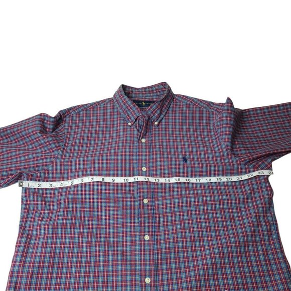 Ralph Lauren Mens Flannel Shirt Large Long Sleeve Button Down Red Plaid - Picture 6 of 9